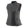 Milwaukee Leather MLL4507 Women's Black Leather Purple Accented Laser Cut Vented Scuba Style Motorcycle Rider Vest