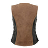 Milwaukee Leather MLL4508 Women's 'Trickster' Vintage Two Tone Crazy Horse Brown and Black Leather Club Style Motorcycle Vest