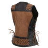 Milwaukee Leather MLL4509 Women's 'Smoocher' Vintage Two Tone Crazy Horse Brown and Black Leather Club Style Motorcycle Vest