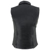 Milwaukee Leather MLL4520 Women’s Black Leather Shirt Style Collar Motorcycle Rider Vest with 4 Front Lower Pockets