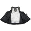 Milwaukee Leather MLL4531 Women's Distress Grey Leather Open V-Neck Side Lace Stitching Detail Motorcycle Rider Vest