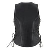 Milwaukee Leather MLL4531 Women's Distress Grey Leather Open V-Neck Side Lace Stitching Detail Motorcycle Rider Vest