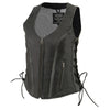 Milwaukee Leather MLL4531 Women's Distress Grey Leather Open V-Neck Side Lace Stitching Detail Motorcycle Rider Vest