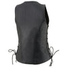 Milwaukee Leather MLL4531 Women's Black 'Open Neck’ Motorcycle Leather Vest with Side Laces