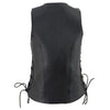 Milwaukee Leather MLL4531 Women's Black Leather Open V-Neck Side Lace Stitching Detail Motorcycle Rider Vest