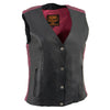 Milwaukee Leather MLL4570 Ladies Black and Fuchsia 'Studded Phoenix' Leather Vest