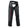 Milwaukee Leather MLL6500 Women's Black and Fuchsia Leather Hip Set Chaps