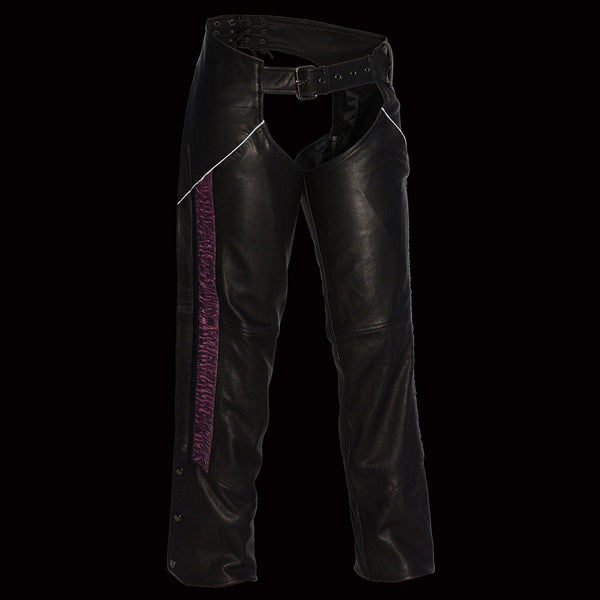Milwaukee Leather Damen Chaps - Leder Hüftchaps Schwarz Größe M