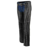 Milwaukee Leather Chaps for Women Black Premium Skin Rubbed Seams- Accented Lace Detailing Motorcycle Chap- MLL6526