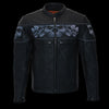 Milwaukee Leather MLM1500 Men's Crossover Black Leather Scooter Jacket with Reflective Skulls