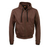 Milwaukee Leather MLM1511 Men's 'Vagabond' Vintage Crazy Horse' Brown Leather Jacket w/ Removable Hoodie