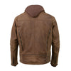 Milwaukee Leather MLM1511 Men's 'Vagabond' Vintage Crazy Horse' Brown Leather Jacket w/ Removable Hoodie