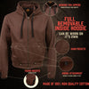 Milwaukee Leather MLM1511 Men's 'Vagabond' Vintage Crazy Horse' Brown Leather Jacket w/ Removable Hoodie