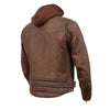 Milwaukee Leather MLM1518 Men's 'Scoundrel' Vintage Crazy Horse Brown Leather Jacket w/ Removable Hoodie