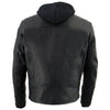 Milwaukee Leather MLM1552 Men's Black Leather ‘Utility Pocket’ Vented Scooter Style Motorcycle Jacket w/ Hoodie