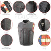 Milwaukee Leather MLM3506 Men's Black Naked Leather Vest - Old Glory Laced Armholes Red Stitching Club Style Vest