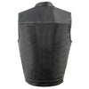 Milwaukee Leather MLM3507 Men's Black Naked Leather Vest - Old Glory Laced Armholes Grey Stitching Club Style Vest