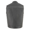 Milwaukee Leather MLM3509 Men's Black Naked Leather Vest - Old Glory Laced Armholes White Stitching Club Style Vest