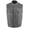 Milwaukee Leather MLM3509 Men's Black Naked Leather Vest - Old Glory Laced Armholes White Stitching Club Style Vest