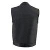 Milwaukee Leather MLM3510 Men's Black Naked Leather Club Style Vest - Dual Closure Open Neck Motorcycle Rider Vest