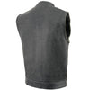 Milwaukee Leather MLM3513 Men's Distressed Grey Dual Closure Open Neck Club Style Motorcycle Leather Vest