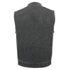 Milwaukee Leather MLM3513 Men's Distressed Grey Dual Closure Open Neck Club Style Motorcycle Leather Vest