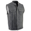 Milwaukee Leather MLM3513 Men's Distressed Grey Dual Closure Open Neck Club Style Motorcycle Leather Vest