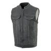 Milwaukee Leather MLM3513 Men's Distressed Grey Dual Closure Open Neck Club Style Motorcycle Leather Vest