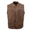 Milwaukee Leather MLM3519 Men's 'Rustler' Vintage Crazy Horse Brown Leather Club Style Motorcycle Vest