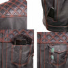 Milwaukee Leather MLM3526 Men's Black 'Paisley' Accented Red Stitching Leather Vest – w/ Armhole Trim Open Collar Design