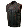 Milwaukee Leather MLM3527 Men's Black 'Paisley' Accented w/ Red Stitching Leather Vest – W/ Armhole Trim