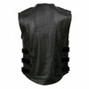 Milwaukee Leather MLM3530 Men's Black Swat Tactical Style Leather Vest Club Patch Accessible Single Panel Back Vest