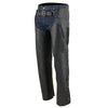 Milwaukee Leather Chaps for Men's Black Cool-Tec Naked Leather - 2 Zipped Thigh Pockets Motorcycle Chap - MLM5502