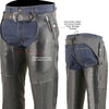 Milwaukee Leather Chaps for Men's Black Cool-Tec Naked Leather - Snap Out Thermal Lined Motorcycle Chap - MLM5505