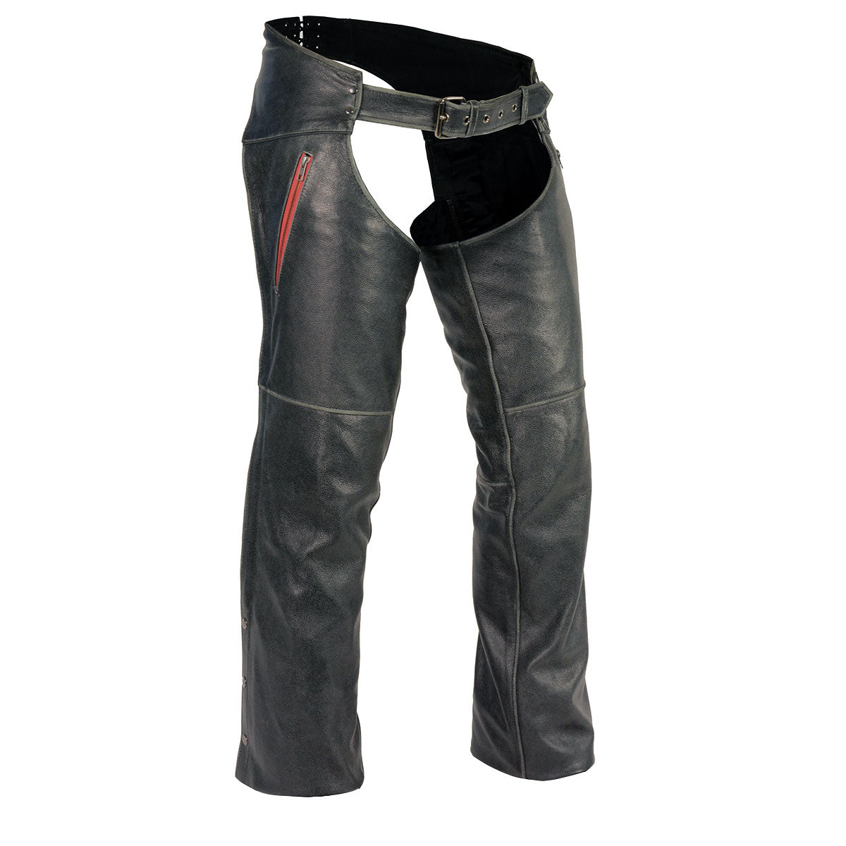 Milwaukee Leather MLM5535 Men's Vintage Grey Slate Leather Chaps with Color Accent Zipper