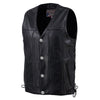 Hot Leathers VSM5005 USA Made Men's 'Road Whip' Black Premium Leather Vest with Buffalo Nickel Snap Buttons