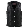 Hot Leathers VSM5005 USA Made Men's 'Road Whip' Black Premium Leather Vest with Buffalo Nickel Snap Buttons