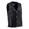 Hot Leathers VSM5005 USA Made Men's 'Road Whip' Black Premium Leather Vest with Buffalo Nickel Snap Buttons