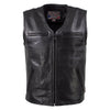 Milwaukee Leather USA MADE MLVSM5009 Men's Black 'Slinger' V-Neck Motorcycle Premium Leather Zippered Vest
