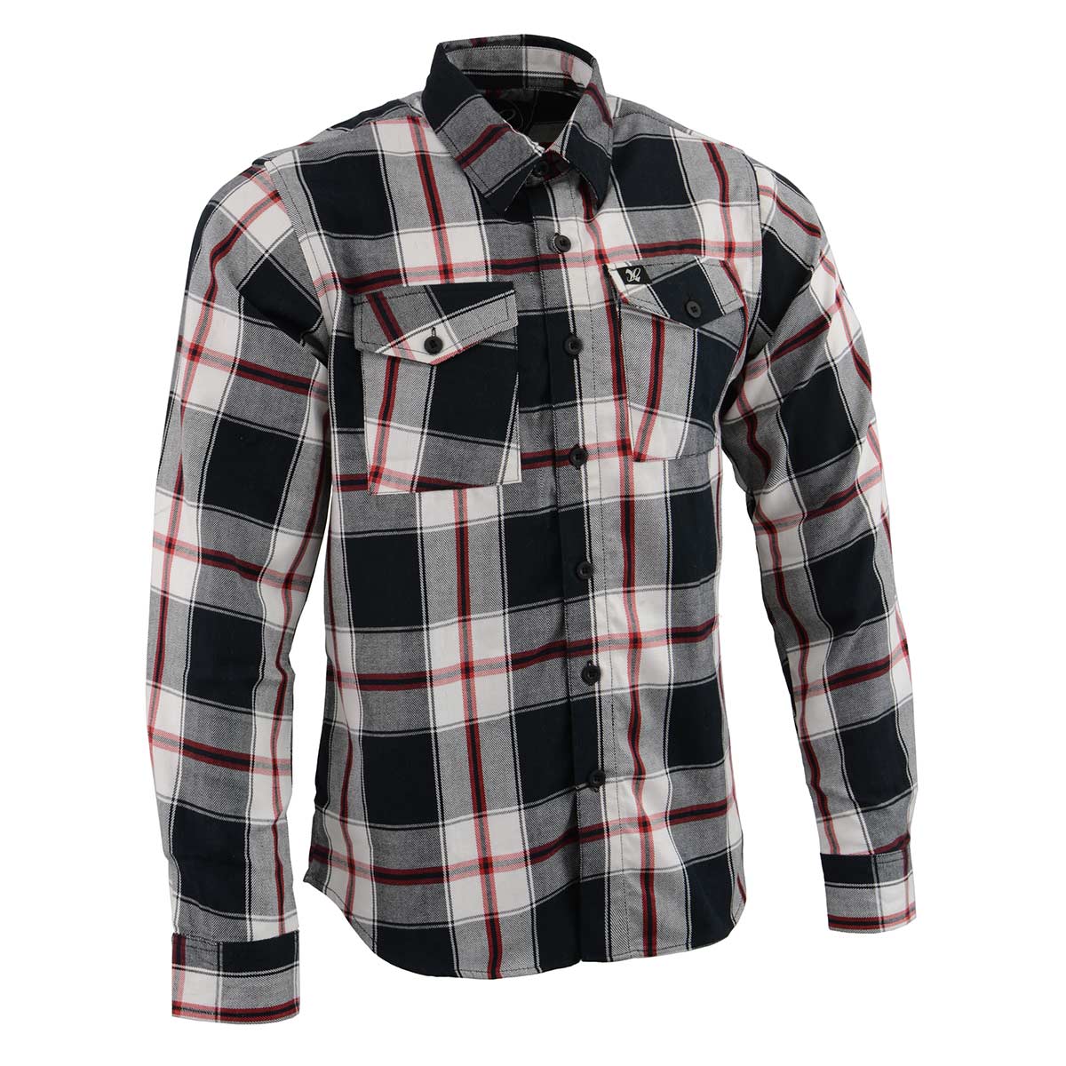 NexGen MNG11625 Men's Black and White with Red Long Sleeve Cotton Flannel Shirt