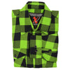 NexGen MNG11632 Men's Black and Neon Green Long Sleeve Cotton Flannel Shirt