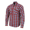 Milwaukee Leather MNG11638 Men's Red and Blue with White Long Sleeve Cotton Flannel Shirt