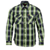 Milwaukee Leather MNG11657 Men's Black and Green with White Long Sleeve Cotton Flannel Shirt