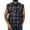 Milwaukee Leather MNG11689 Men’s Black and Red Cut Off Flannel Shirt