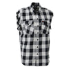 Milwaukee Leather MNG11690 Men’s Black and White Cut Off Flannel Shirt