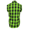 Milwaukee Leather MNG11691 Men's 'Checkered' Black and Green Cut Off Flannel Shirt