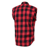 Milwaukee Leather MNG11692 Men’s Black and Red Cut Off Flannel Shirt