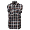 Milwaukee Leather MNG11693 Men's 'Checkered' Black and Brown with White Cut Off Flannel Shirt