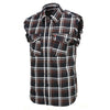 Milwaukee Leather MNG11693 Men's 'Checkered' Black and Brown with White Cut Off Flannel Shirt