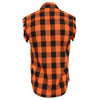 Milwaukee Leather MNG11698 Men's 'Checkered' Black and Orange Cut Off Flannel Shirt